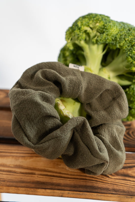 Scrunchie Pilea - Musselin Khaki