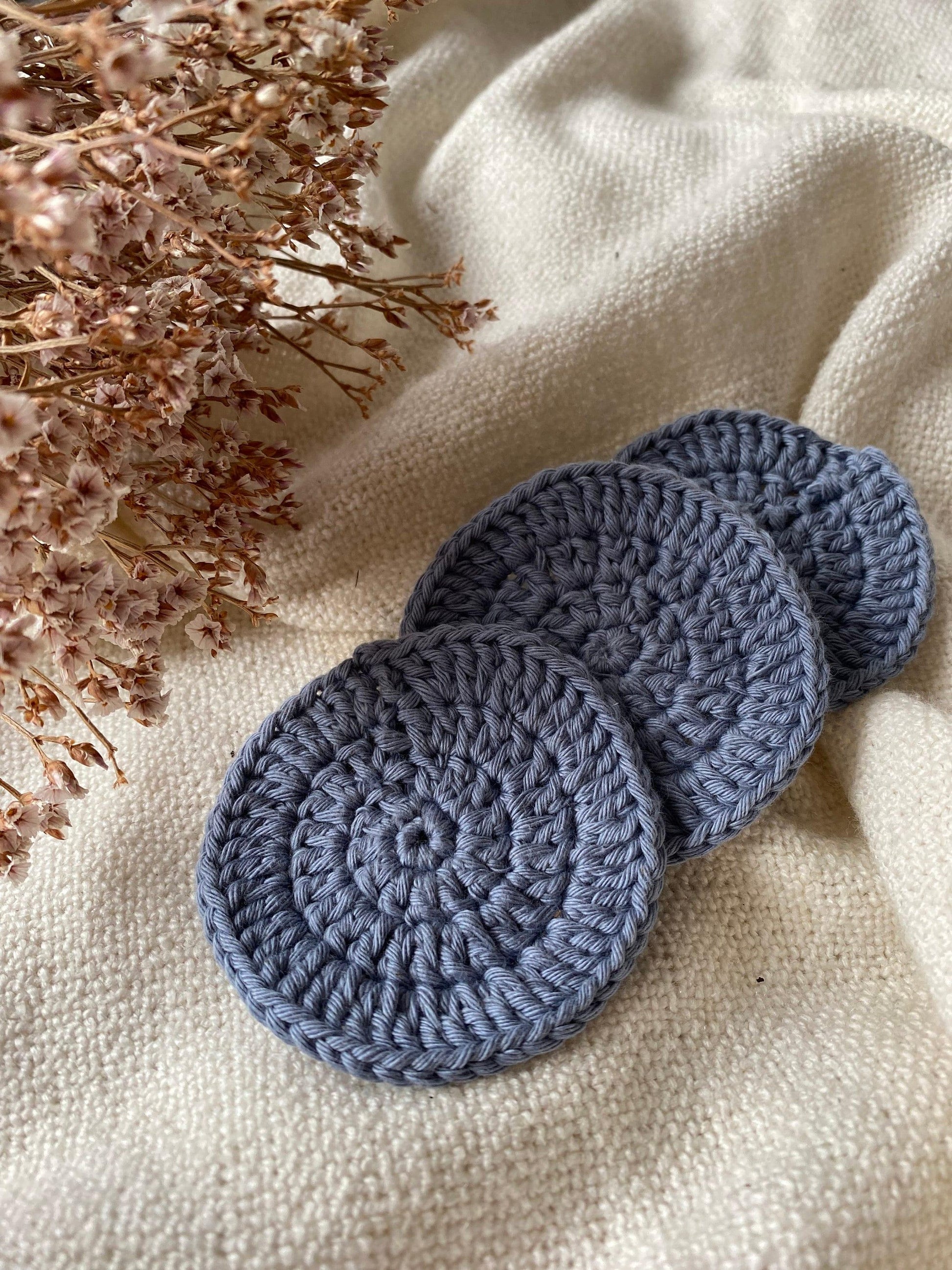 soft cotton pads - handmade crochet pads to upgrade your skincare routine blue