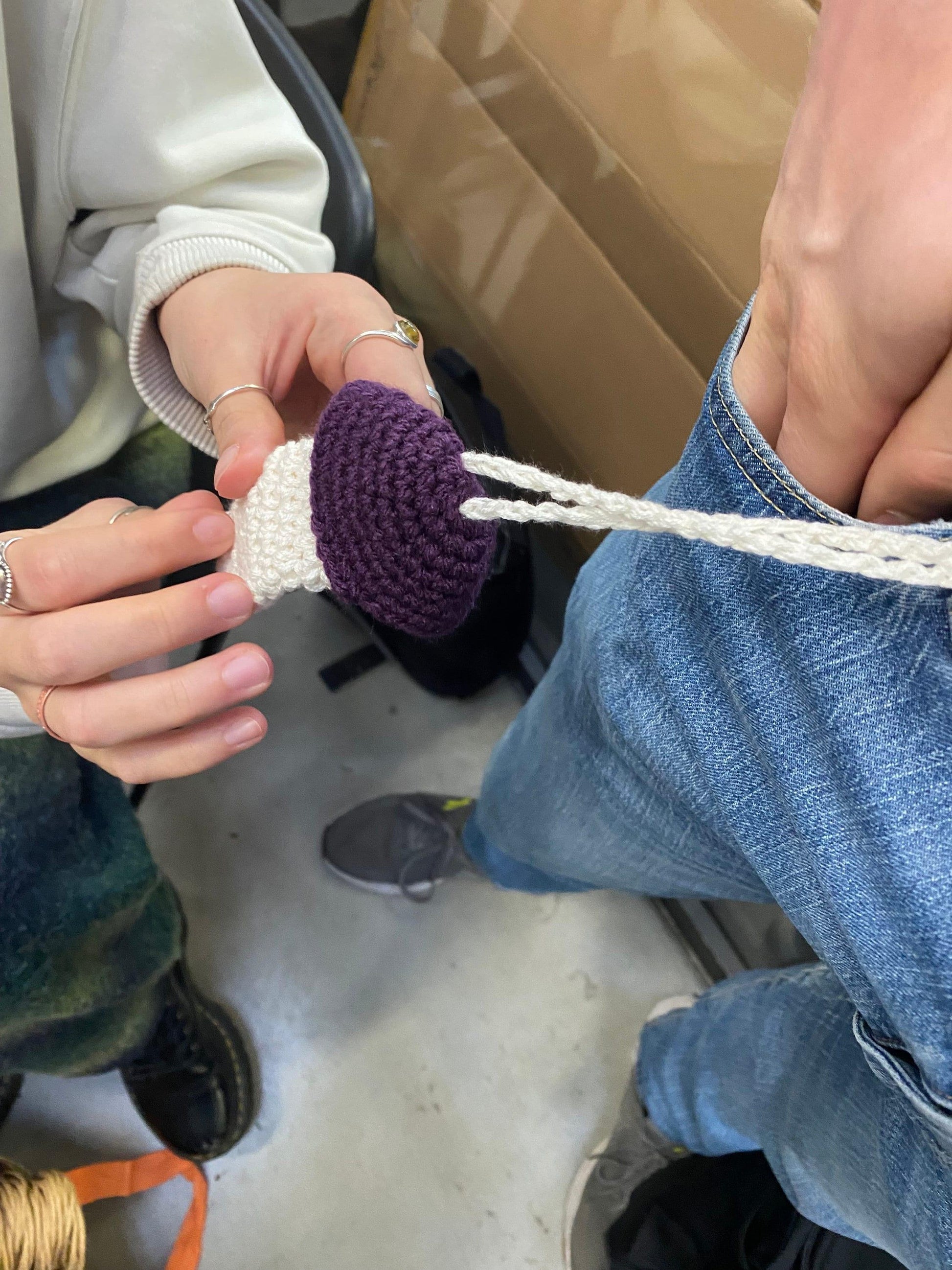 LIGHTER/ CHAPSTICK BAG - small crochet mushroom to store an item outside of your bag in colours of your choice